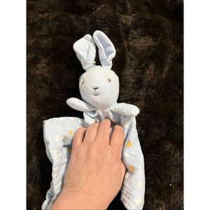 Parents Choice BLUE Polka Dot Muslin Bunny Rabbit Lovey Security Blanket Rattle